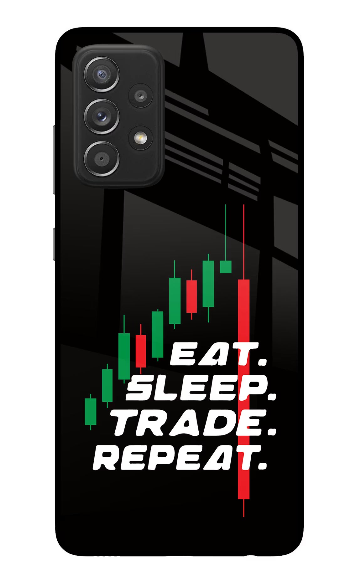 Eat Sleep Trade Repeat Samsung A52/A52s 5G Back Cover - Eat Sleep Trade Repeat Samsung A52/A52s 5G Glass Case Back Cover by Casekaro Eat Sleep Trade Repeat Samsung A52/A52s 5G Glass Case Back Cover by Casekaro