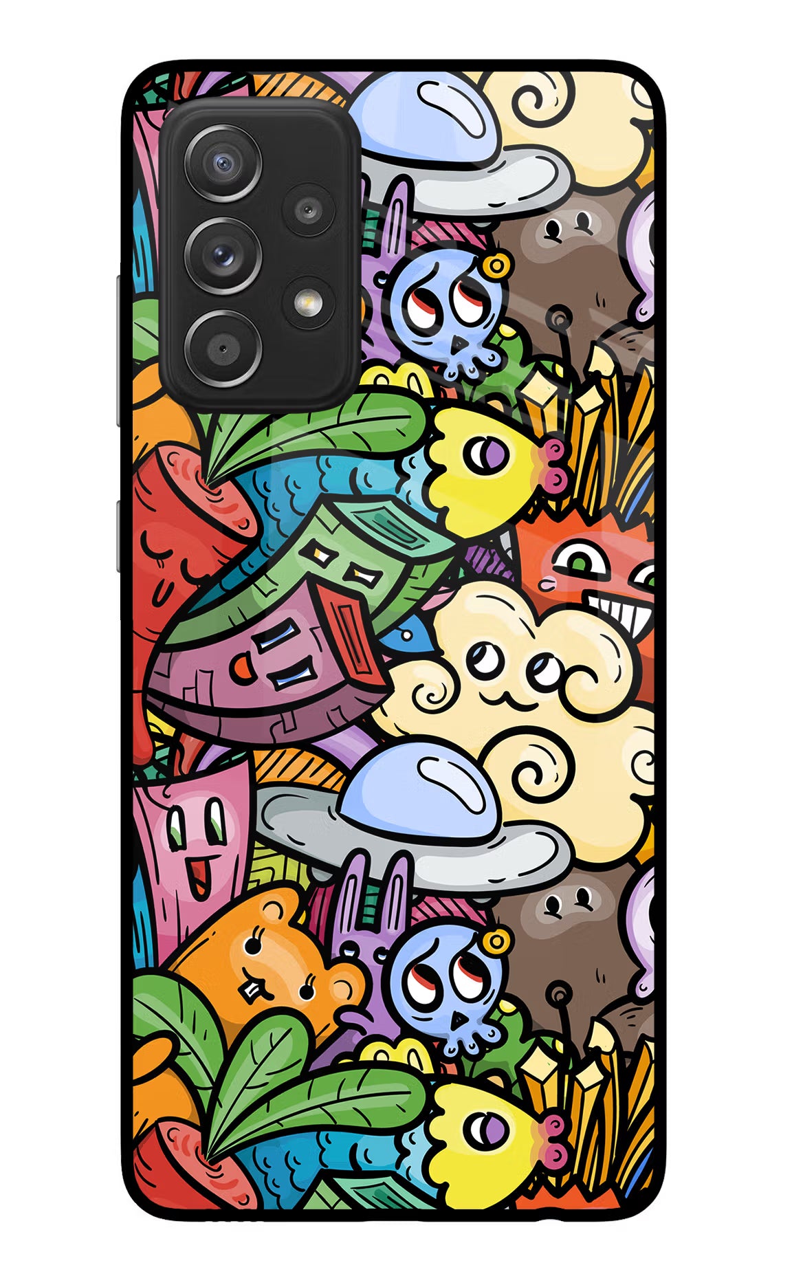 Veggie Doodle Samsung A52/A52s 5G Back Cover - Veggie Doodle Samsung A52/A52s 5G Glass Case Back Cover by Casekaro Veggie Doodle Samsung A52/A52s 5G Glass Case Back Cover by Casekaro