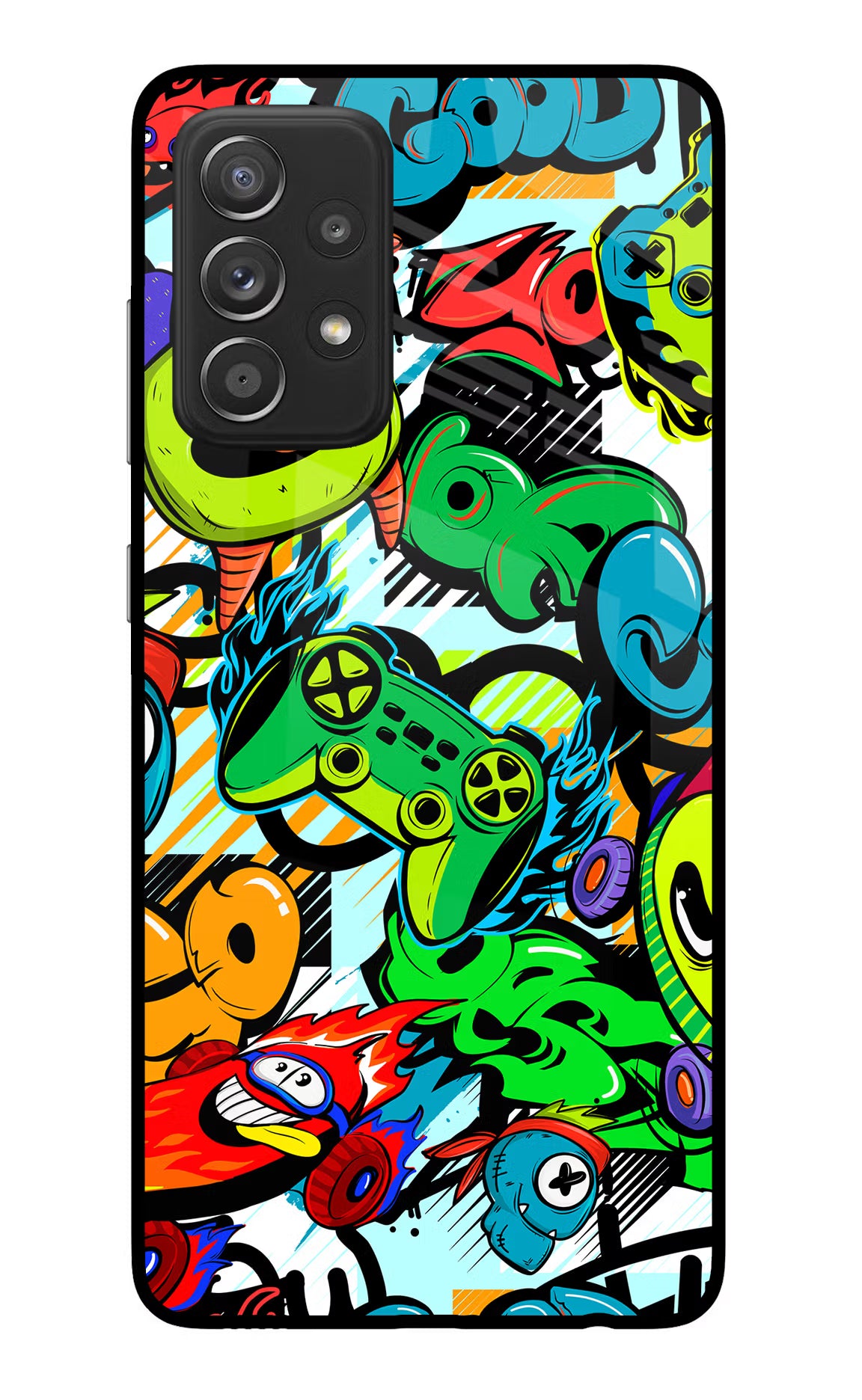 Game Doodle Samsung A52/A52s 5G Glass Case - Game Doodle Samsung A52/A52s 5G Glass Case Game Doodle Samsung A52/A52s 5G Glass Case