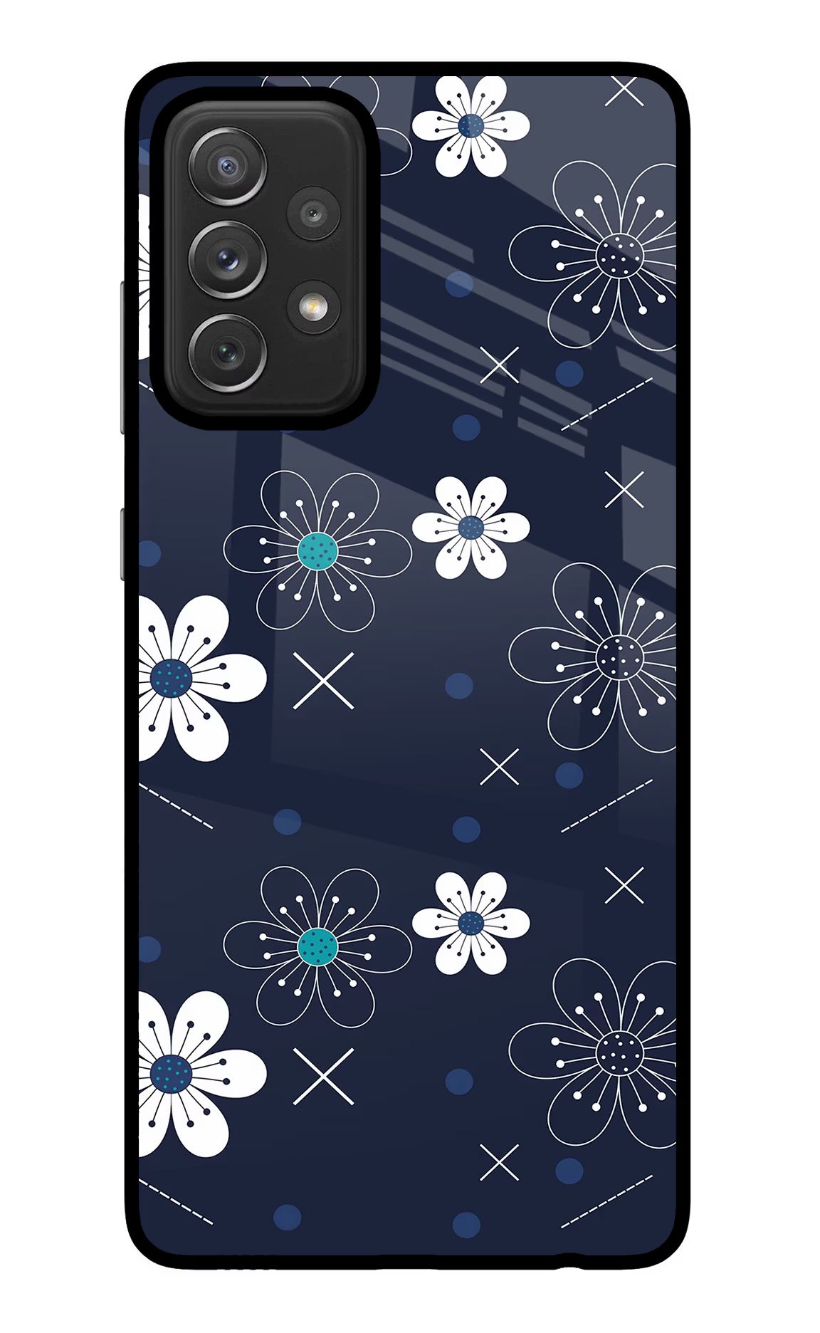 Flowers Samsung A72 Back Cover - Flowers Samsung A72 Glass Case Back Cover by Casekaro Flowers Samsung A72 Glass Case Back Cover by Casekaro