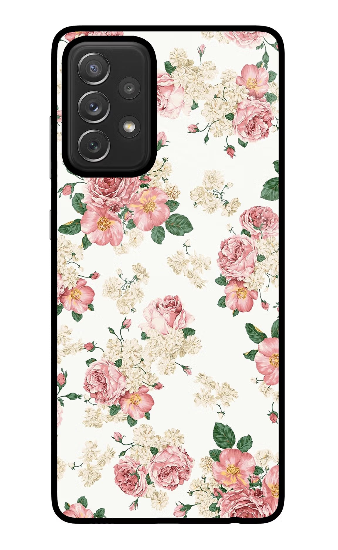 Flowers Samsung A72 Back Cover - Flowers Samsung A72 Glass Case Back Cover by Casekaro Flowers Samsung A72 Glass Case Back Cover by Casekaro