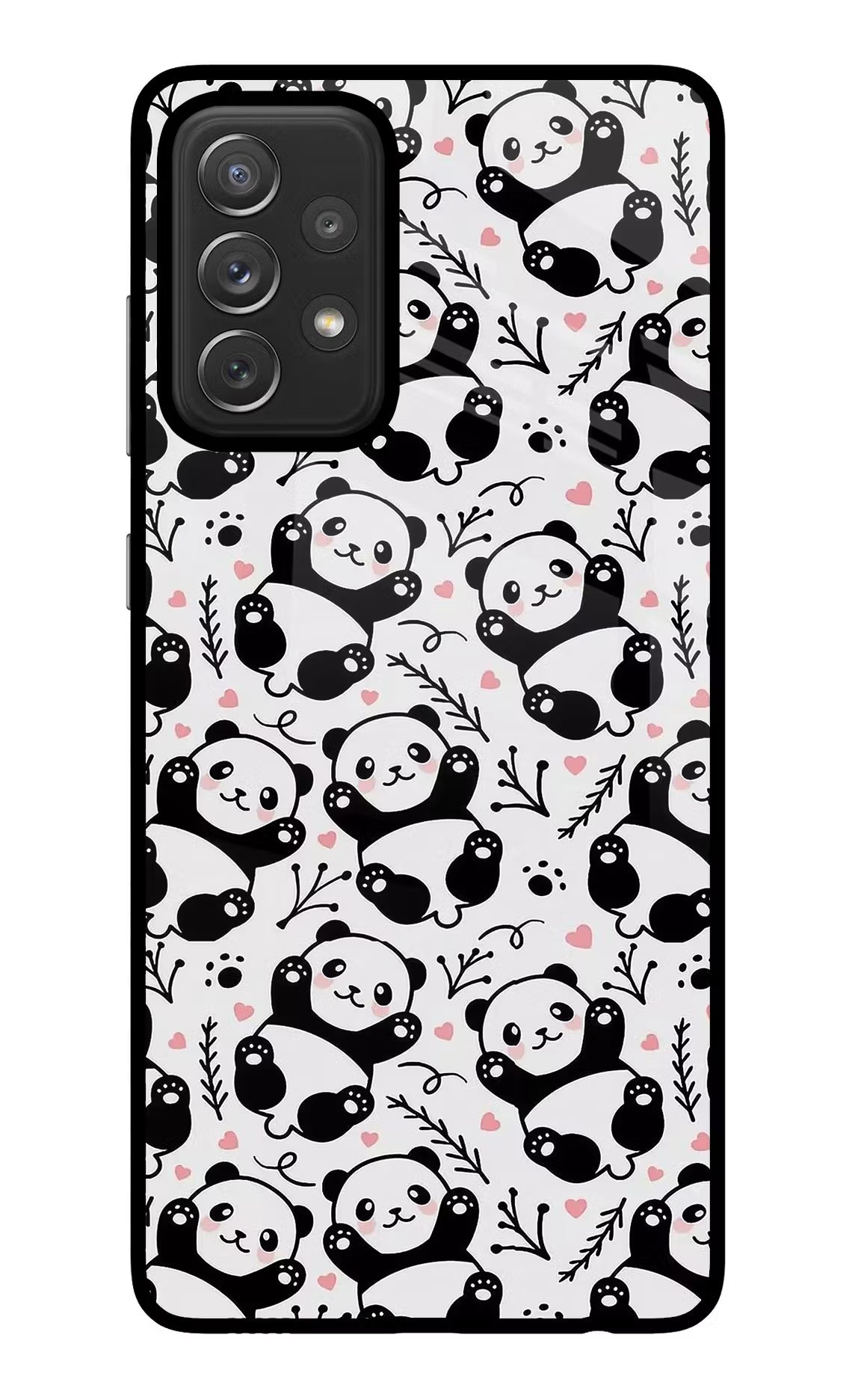 Cute Panda Samsung A72 Back Cover - Cute Panda Samsung A72 Glass Case Back Cover by Casekaro Cute Panda Samsung A72 Glass Case Back Cover by Casekaro