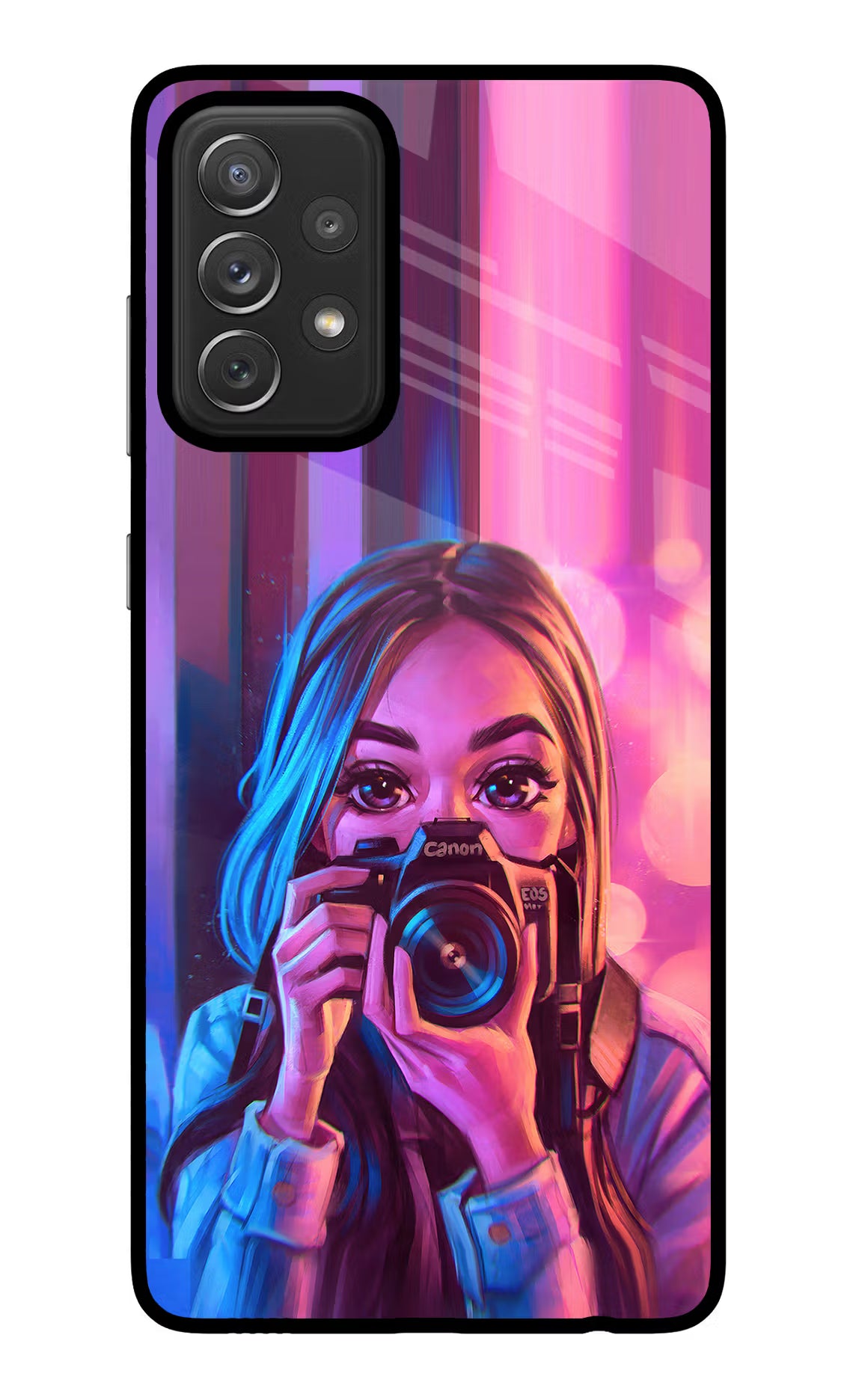 Girl Photographer Samsung A72 Back Cover - Girl Photographer Samsung A72 Glass Case Back Cover by Casekaro Girl Photographer Samsung A72 Glass Case Back Cover by Casekaro