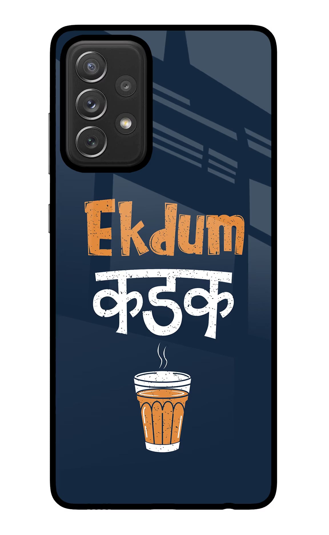 Ekdum Kadak Chai Samsung A72 Back Cover - Ekdum Kadak Chai Samsung A72 Glass Case Back Cover by Casekaro Ekdum Kadak Chai Samsung A72 Glass Case Back Cover by Casekaro