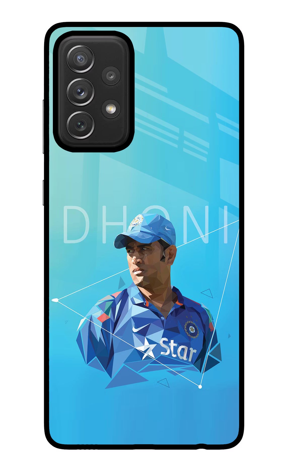 Dhoni Artwork Samsung A72 Back Cover - Dhoni Artwork Samsung A72 Glass Case Back Cover by Casekaro Dhoni Artwork Samsung A72 Glass Case Back Cover by Casekaro