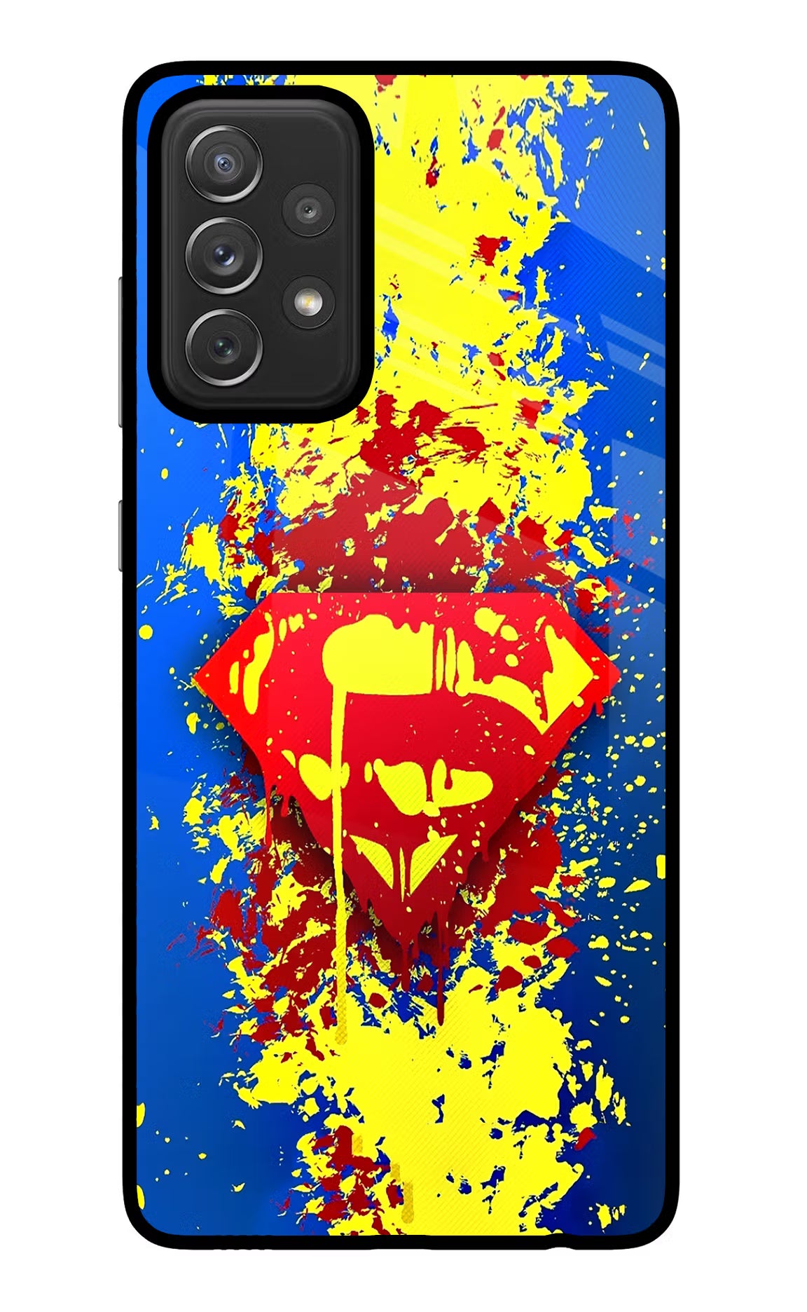 Superman logo Samsung A72 Back Cover - Superman logo Samsung A72 Glass Case Back Cover by Casekaro Superman logo Samsung A72 Glass Case Back Cover by Casekaro