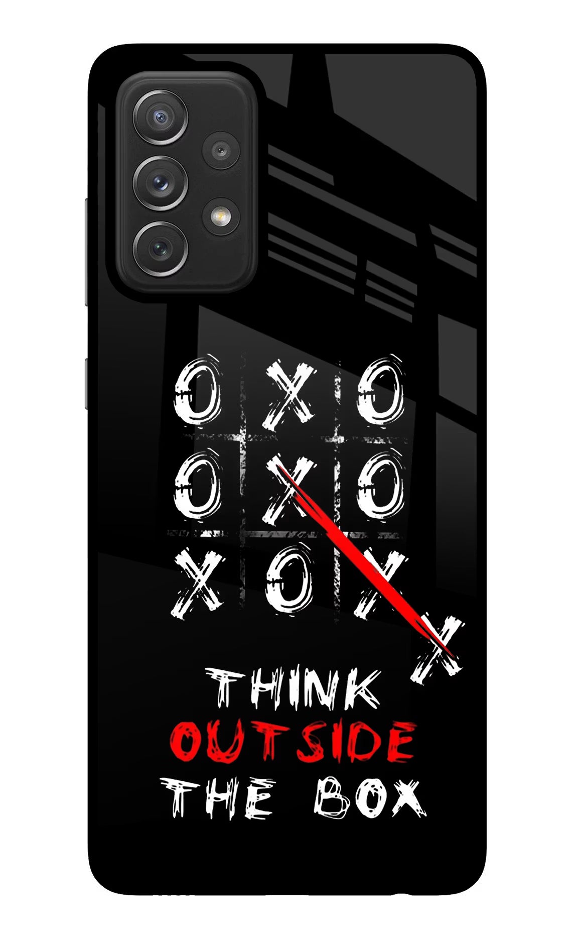 Think out of the BOX Samsung A72 Back Cover - Think out of the BOX Samsung A72 Glass Case Back Cover by Casekaro Think out of the BOX Samsung A72 Glass Case Back Cover by Casekaro