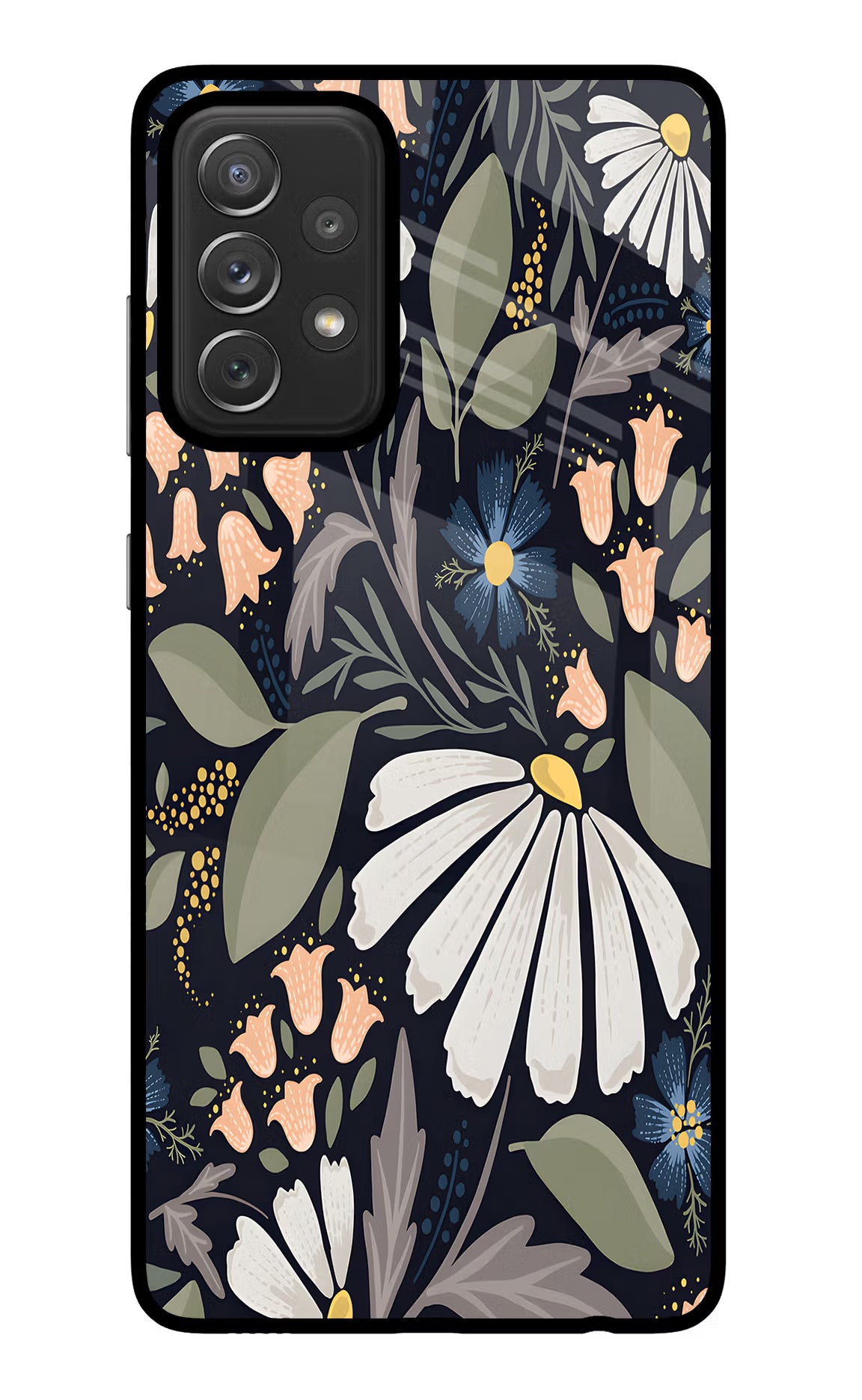 Flowers Art Samsung A72 Back Cover - Flowers Art Samsung A72 Glass Case Back Cover by Casekaro Flowers Art Samsung A72 Glass Case Back Cover by Casekaro