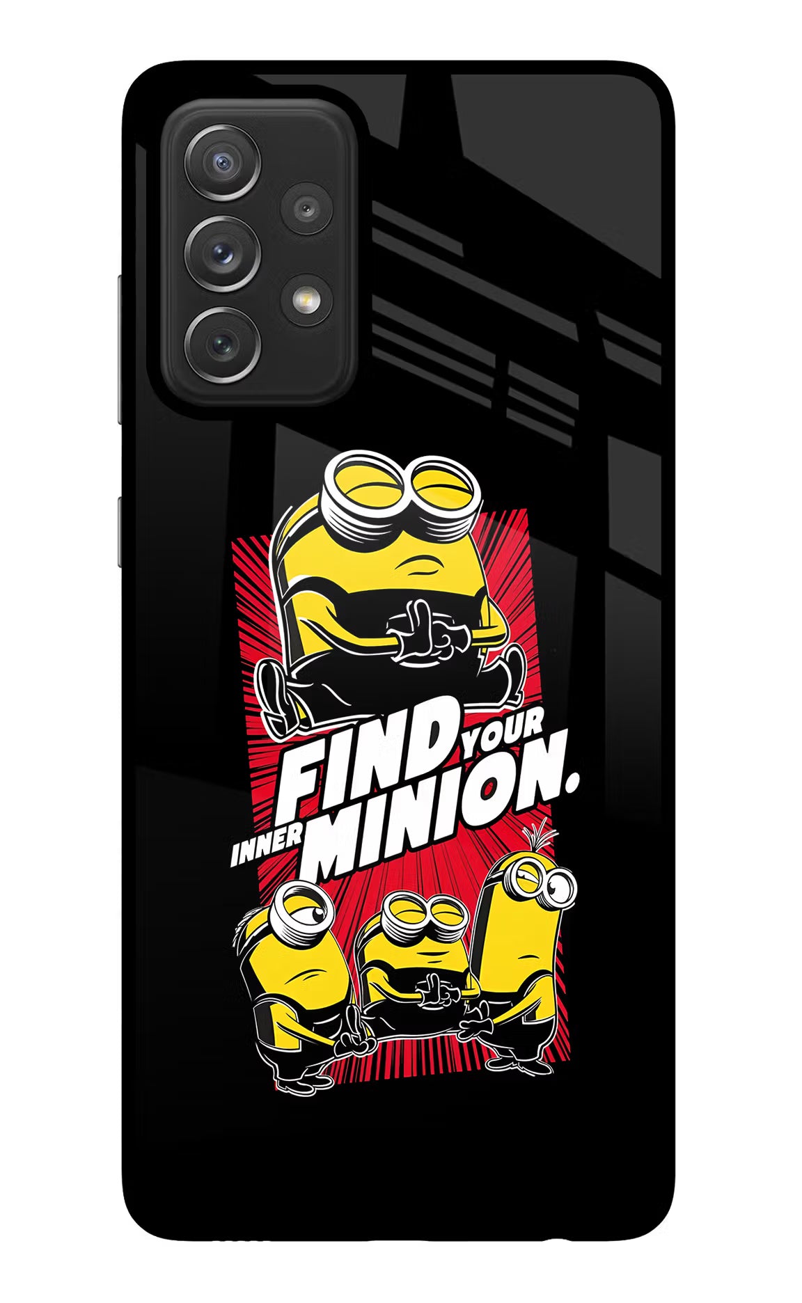 Find your inner Minion Samsung A72 Back Cover - Find your inner Minion Samsung A72 Glass Case Back Cover by Casekaro Find your inner Minion Samsung A72 Glass Case Back Cover by Casekaro