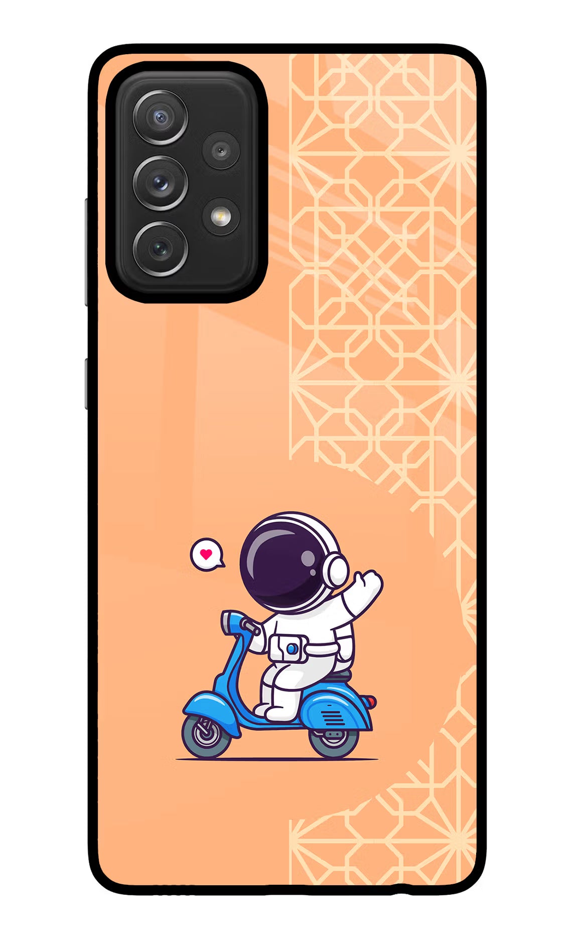 Cute Astronaut Riding Samsung A72 Back Cover - Cute Astronaut Riding Samsung A72 Glass Case Back Cover by Casekaro Cute Astronaut Riding Samsung A72 Glass Case Back Cover by Casekaro