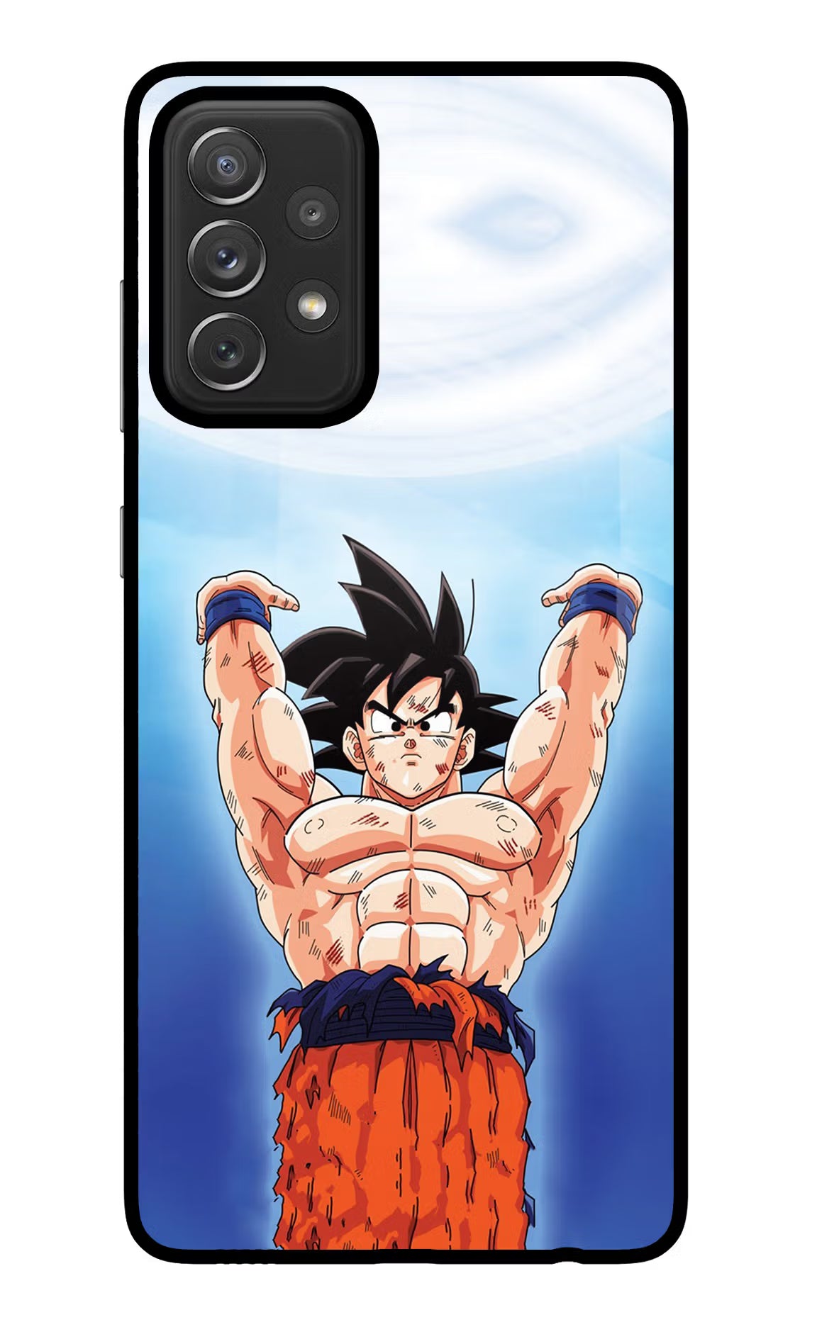Goku Power Samsung A72 Back Cover - Goku Power Samsung A72 Glass Case Back Cover by Casekaro Goku Power Samsung A72 Glass Case Back Cover by Casekaro