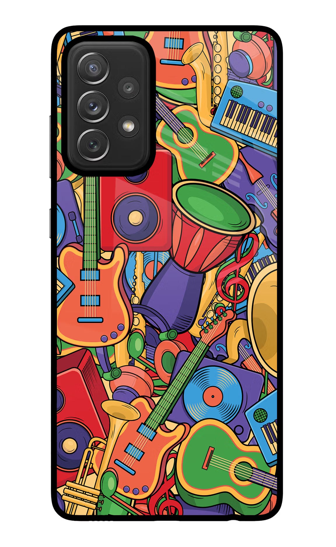 Music Instrument Doodle Samsung A72 Back Cover - Music Instrument Doodle Samsung A72 Glass Case Back Cover by Casekaro Music Instrument Doodle Samsung A72 Glass Case Back Cover by Casekaro