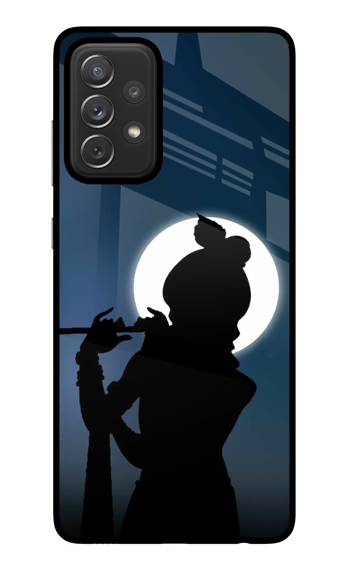 Shri Krishna Silhouette Samsung A72 Back Cover - Shri Krishna Silhouette Samsung A72 Glass Case Back Cover by Casekaro Shri Krishna Silhouette Samsung A72 Glass Case Back Cover by Casekaro