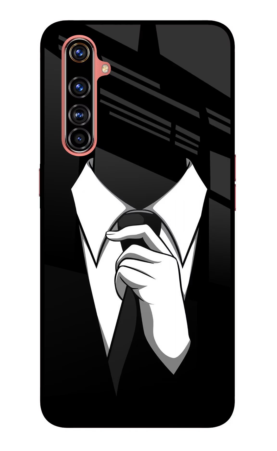 Black Tie Realme X50 Pro Back Cover - Black Tie Realme X50 Pro Glass Case Back Cover by Casekaro Black Tie Realme X50 Pro Glass Case Back Cover by Casekaro