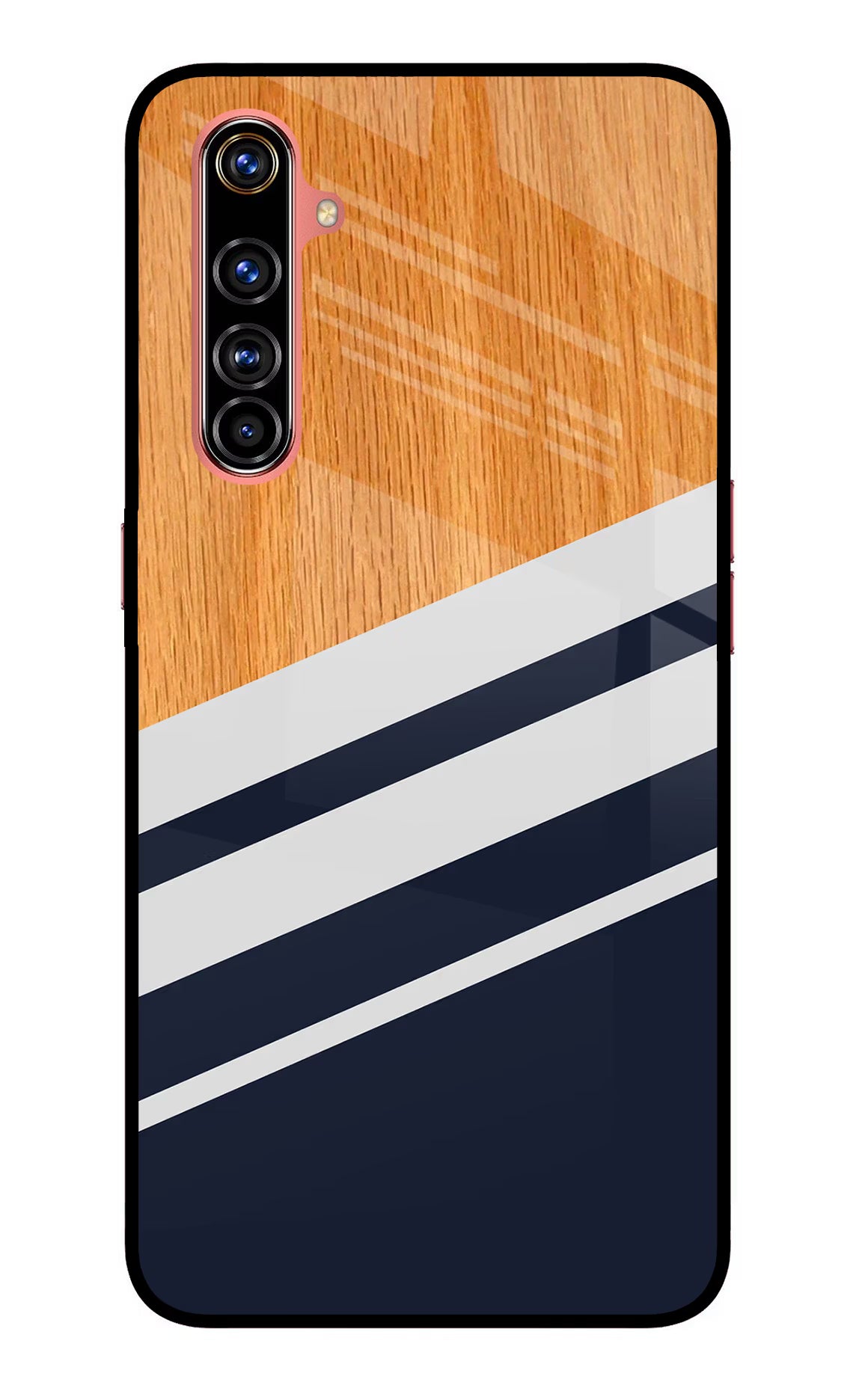 Blue and white wooden Realme X50 Pro Back Cover - Blue and white wooden Realme X50 Pro Glass Case Back Cover by Casekaro Blue and white wooden Realme X50 Pro Glass Case Back Cover by Casekaro