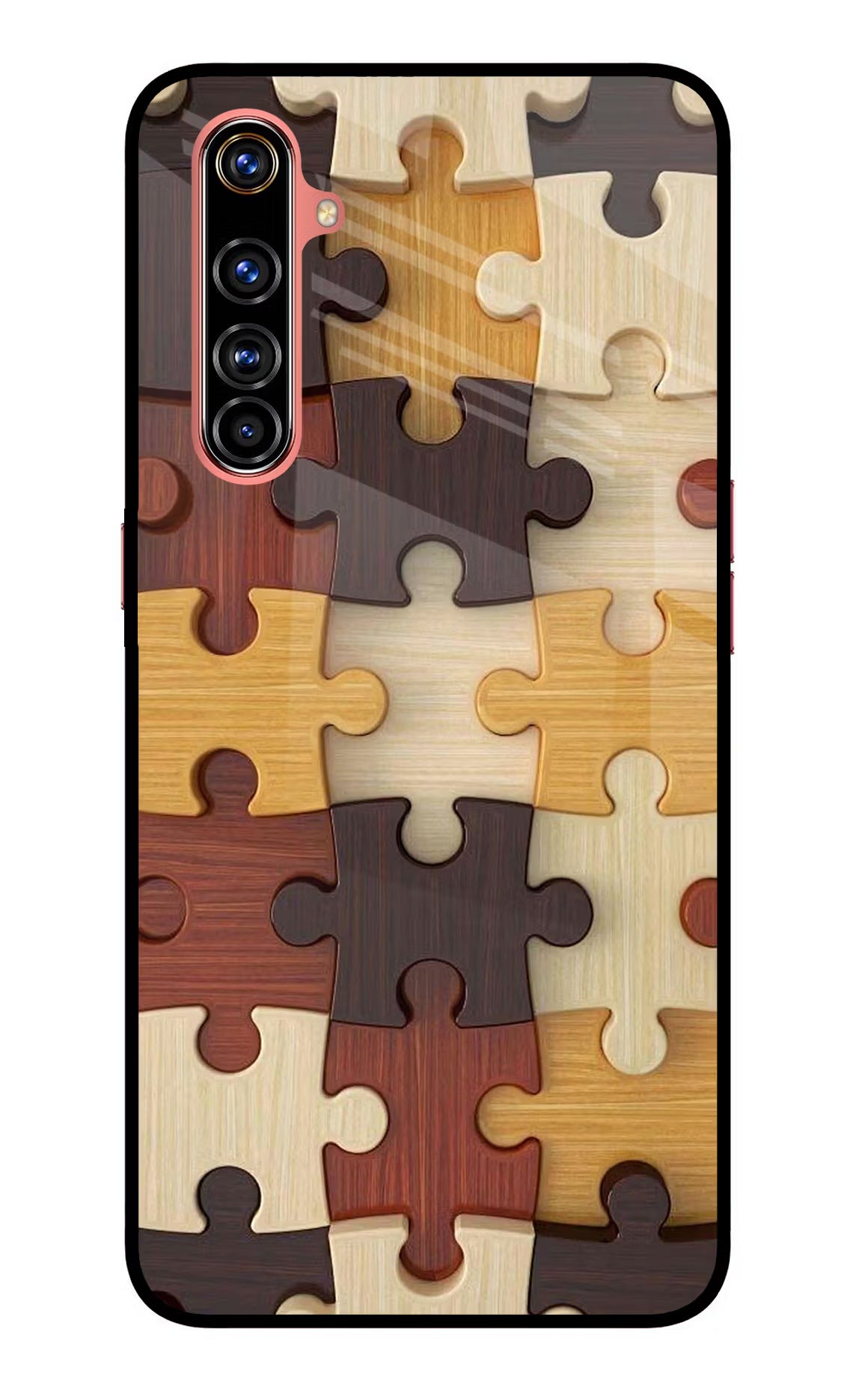 Wooden Puzzle Realme X50 Pro Back Cover - Wooden Puzzle Realme X50 Pro Glass Case Back Cover by Casekaro Wooden Puzzle Realme X50 Pro Glass Case Back Cover by Casekaro