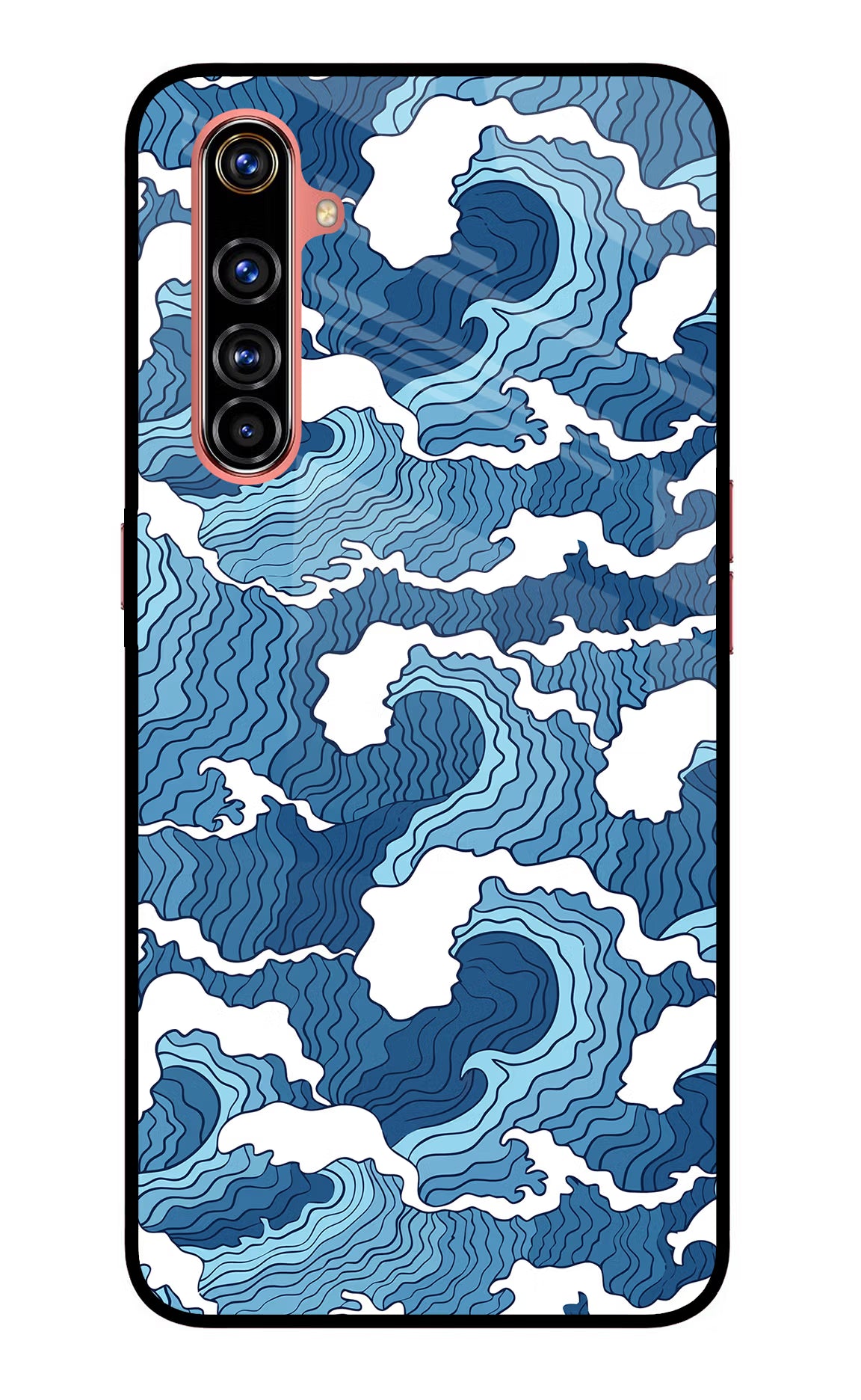 Blue Waves Realme X50 Pro Back Cover - Blue Waves Realme X50 Pro Glass Case Back Cover by Casekaro Blue Waves Realme X50 Pro Glass Case Back Cover by Casekaro