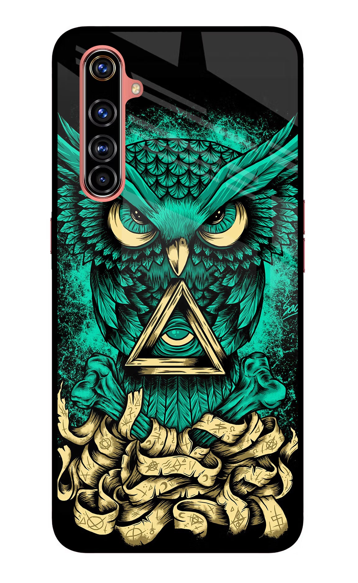 Green Owl Realme X50 Pro Back Cover - Green Owl Realme X50 Pro Glass Case Back Cover by Casekaro Green Owl Realme X50 Pro Glass Case Back Cover by Casekaro