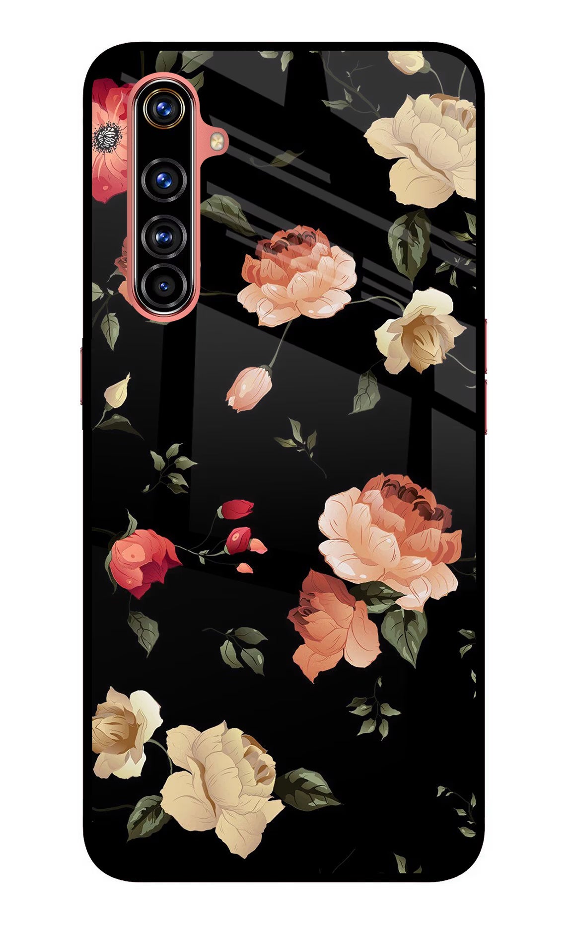 Flowers Realme X50 Pro Back Cover - Flowers Realme X50 Pro Glass Case Back Cover by Casekaro Flowers Realme X50 Pro Glass Case Back Cover by Casekaro