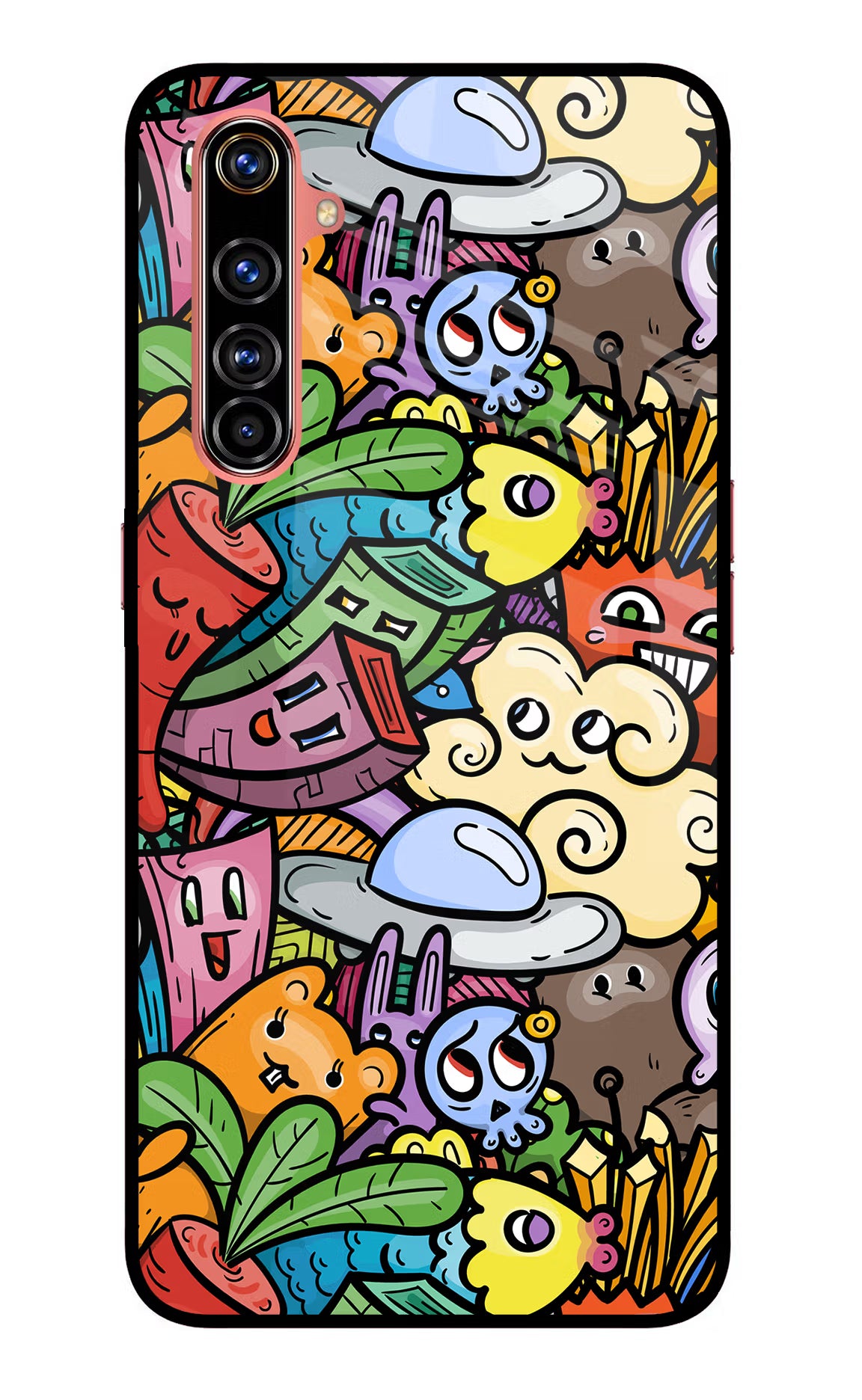 Veggie Doodle Realme X50 Pro Back Cover - Veggie Doodle Realme X50 Pro Glass Case Back Cover by Casekaro Veggie Doodle Realme X50 Pro Glass Case Back Cover by Casekaro