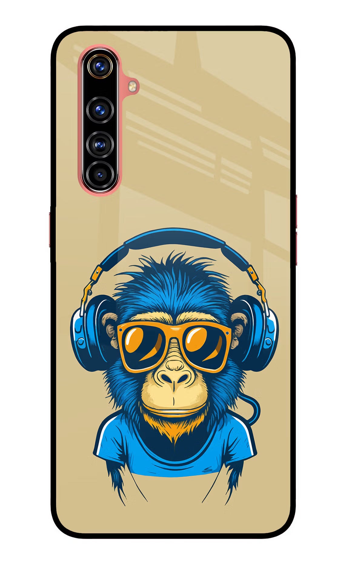 Monkey Headphone Realme X50 Pro Back Cover - Monkey Headphone Realme X50 Pro Glass Case Back Cover by Casekaro Monkey Headphone Realme X50 Pro Glass Case Back Cover by Casekaro