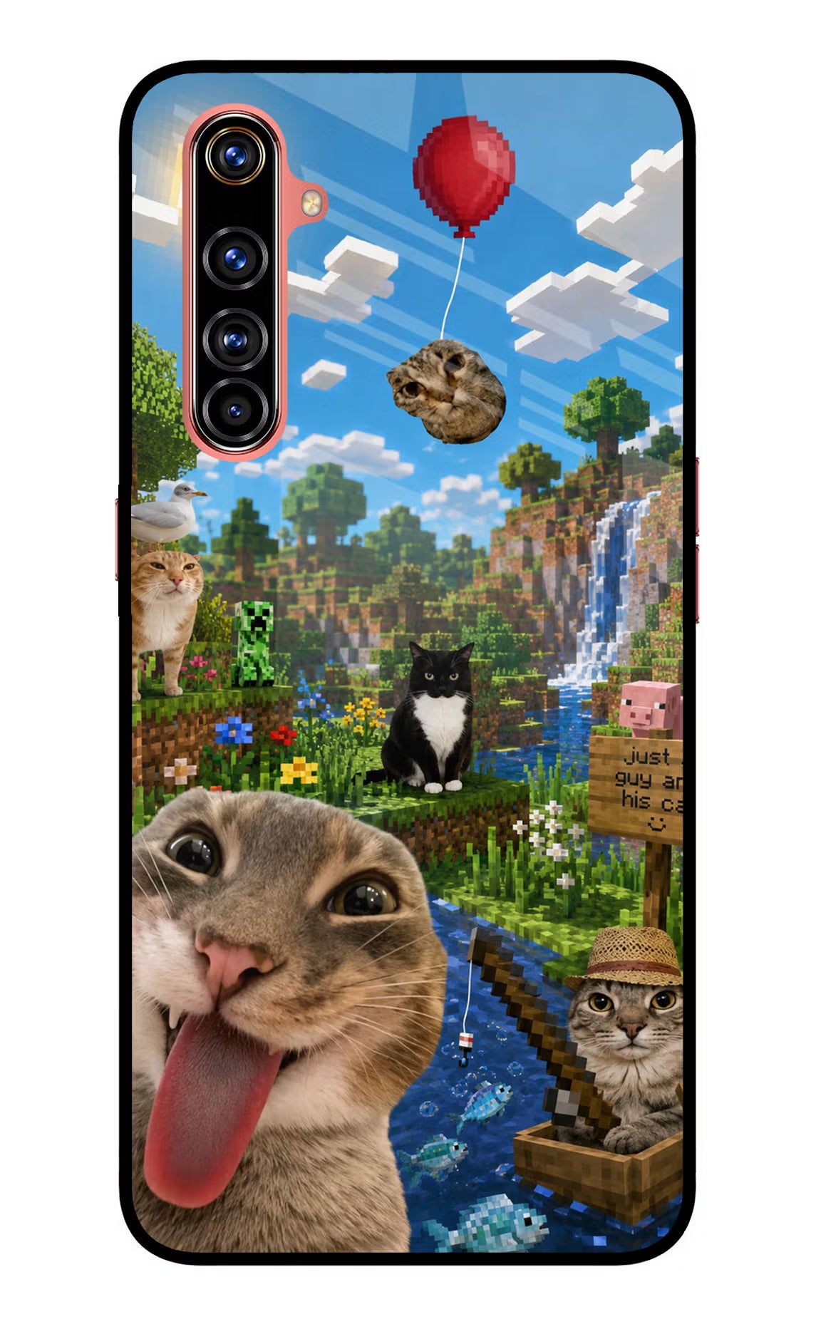 Minecraft Cat Chaos Realme X50 Pro Glass Case - Minecraft Cat Chaos Realme X50 Pro Glass Case Minecraft Cat Chaos Realme X50 Pro Glass Case