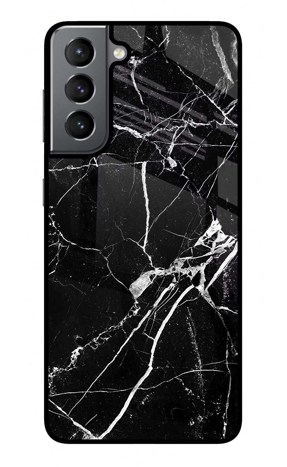 Black Marble Pattern Samsung S21 Back Cover - Black Marble Pattern Samsung S21 Glass Case Back Cover by Casekaro Black Marble Pattern Samsung S21 Glass Case Back Cover by Casekaro