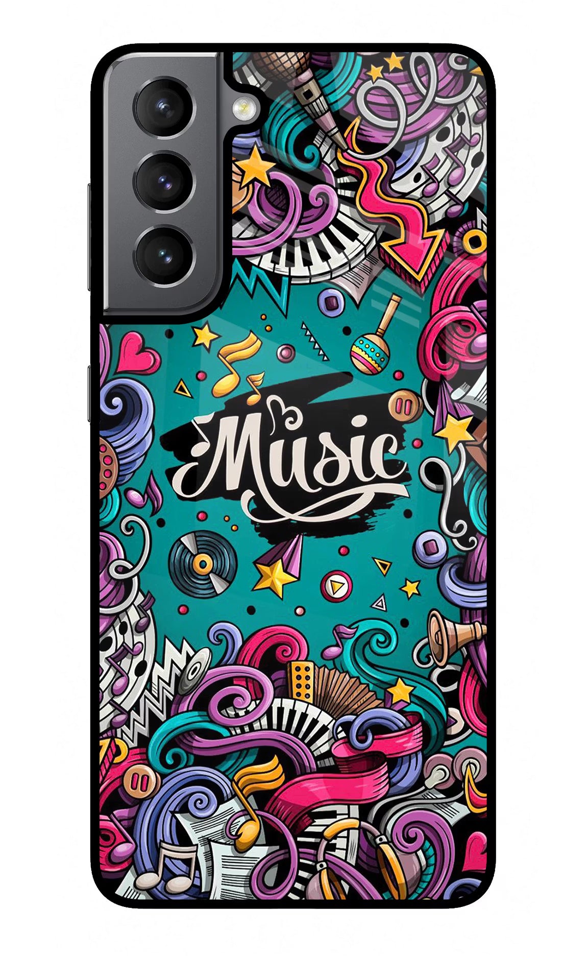 Music Graffiti Samsung S21 Glass Case - Music Graffiti Samsung S21 Glass Case Music Graffiti Samsung S21 Glass Case