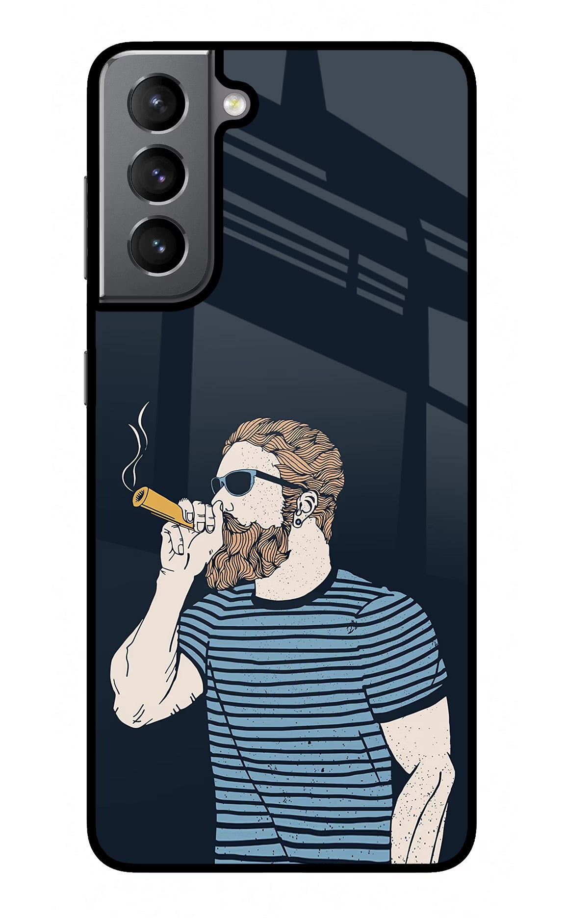 Smoking Samsung S21 Back Cover - Smoking Samsung S21 Glass Case Back Cover by Casekaro Smoking Samsung S21 Glass Case Back Cover by Casekaro