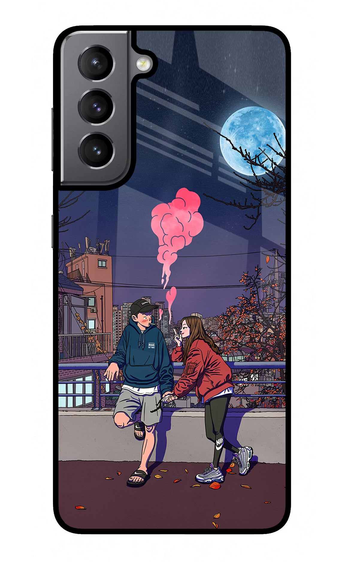 Chilling Couple Samsung S21 Back Cover - Chilling Couple Samsung S21 Glass Case Back Cover by Casekaro Chilling Couple Samsung S21 Glass Case Back Cover by Casekaro