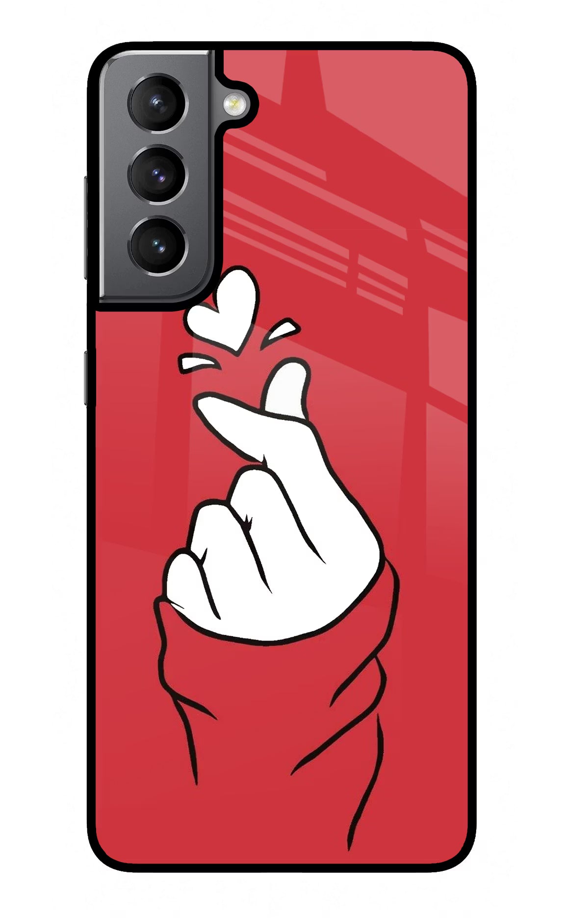 Korean Love Sign Samsung S21 Back Cover - Korean Love Sign Samsung S21 Glass Case Back Cover by Casekaro Korean Love Sign Samsung S21 Glass Case Back Cover by Casekaro