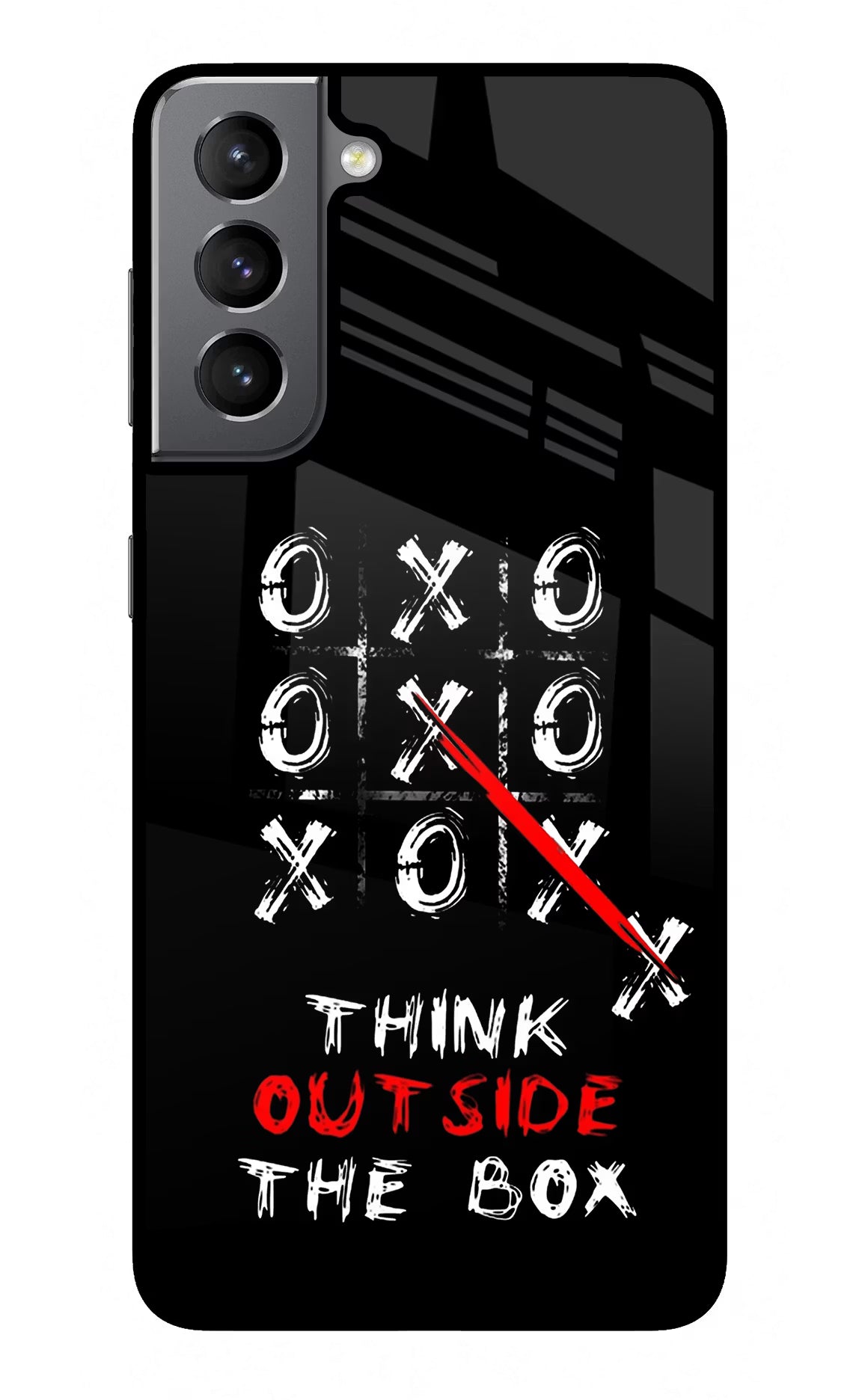 Think out of the BOX Samsung S21 Back Cover - Think out of the BOX Samsung S21 Glass Case Back Cover by Casekaro Think out of the BOX Samsung S21 Glass Case Back Cover by Casekaro