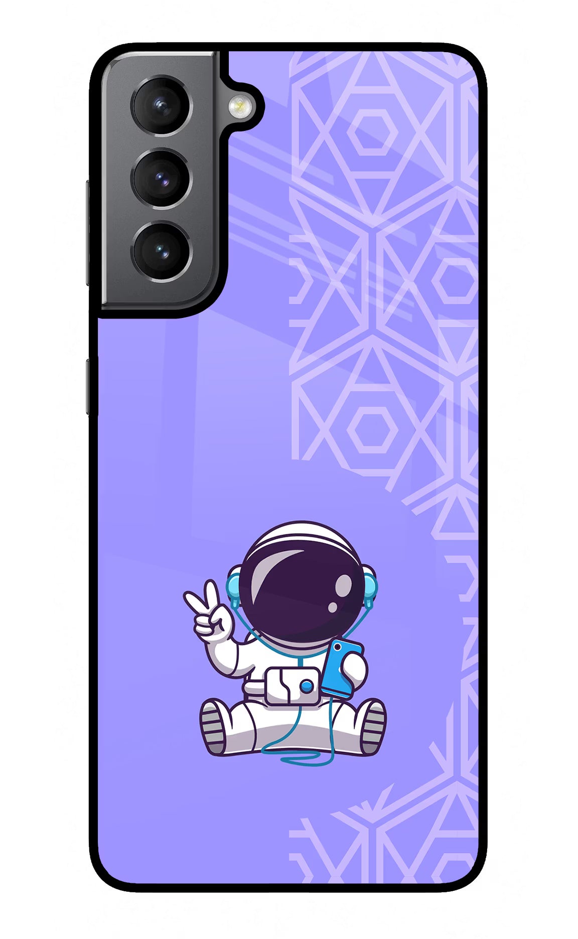 Cute Astronaut Chilling Samsung S21 Back Cover - Cute Astronaut Chilling Samsung S21 Glass Case Back Cover by Casekaro Cute Astronaut Chilling Samsung S21 Glass Case Back Cover by Casekaro