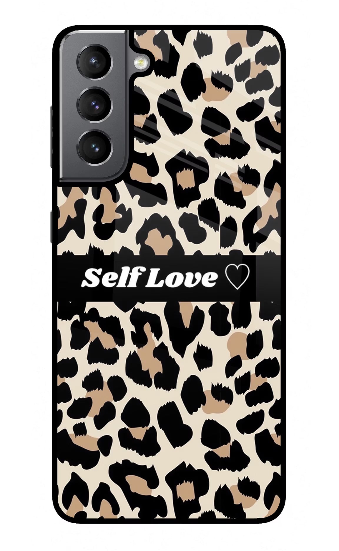Leopard Print Self Love Samsung S21 Back Cover - Leopard Print Self Love Samsung S21 Glass Case Back Cover by Casekaro Leopard Print Self Love Samsung S21 Glass Case Back Cover by Casekaro