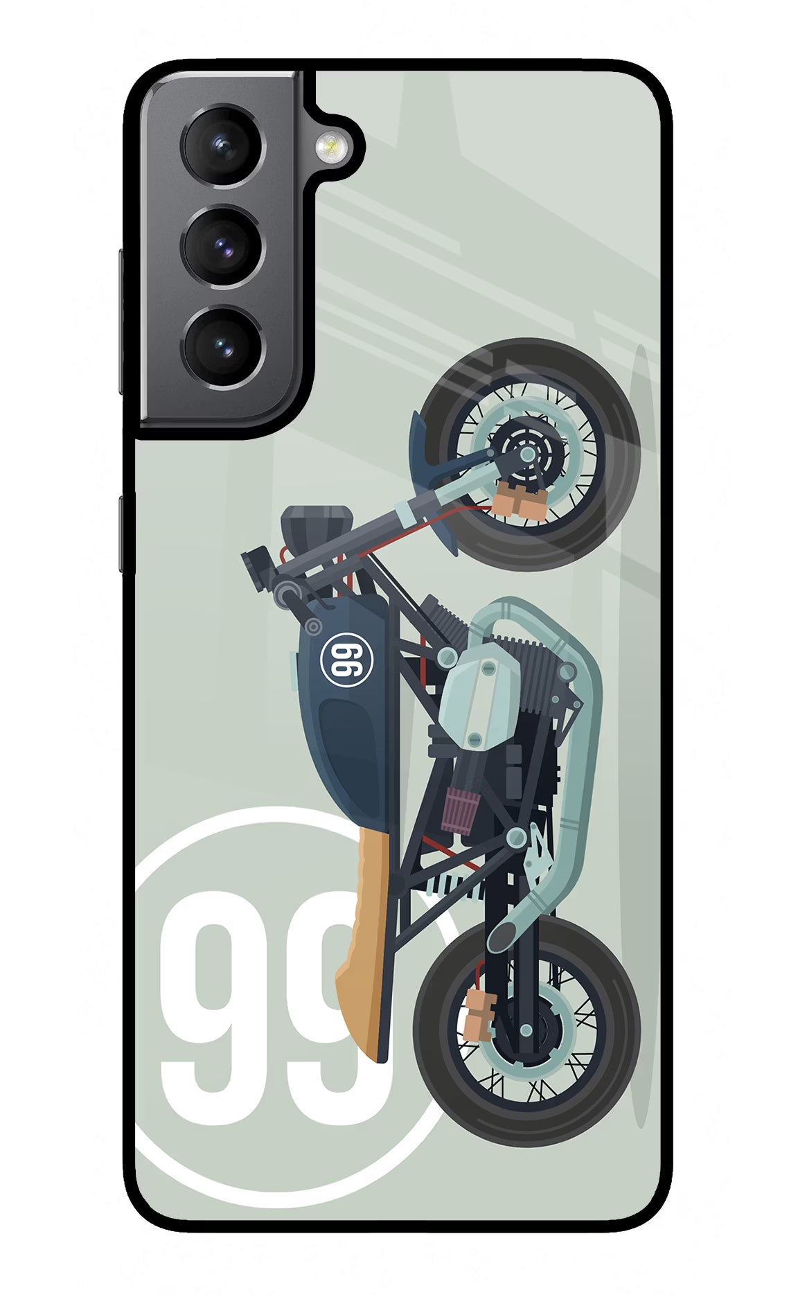 Classic Cafe Racer 99 Samsung S21 Back Cover - Classic Cafe Racer 99 Samsung S21 Glass Case Back Cover by Casekaro Classic Cafe Racer 99 Samsung S21 Glass Case Back Cover by Casekaro