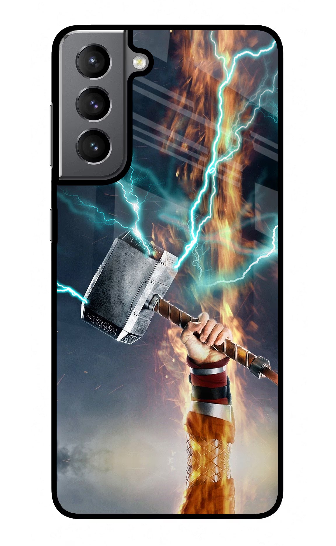 Thor Hammer Mjolnir Samsung S21 Plus Back Cover - Thor Hammer Mjolnir Samsung S21 Plus Glass Case Back Cover by Casekaro Thor Hammer Mjolnir Samsung S21 Plus Glass Case Back Cover by Casekaro
