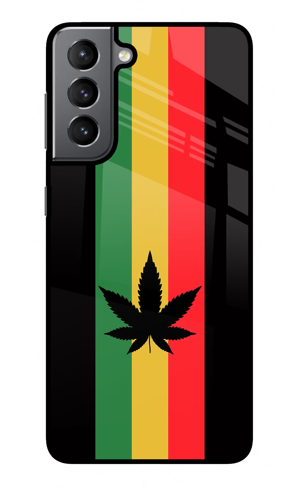 Weed Flag Samsung S21 Plus Back Cover - Weed Flag Samsung S21 Plus Glass Case Back Cover by Casekaro Weed Flag Samsung S21 Plus Glass Case Back Cover by Casekaro