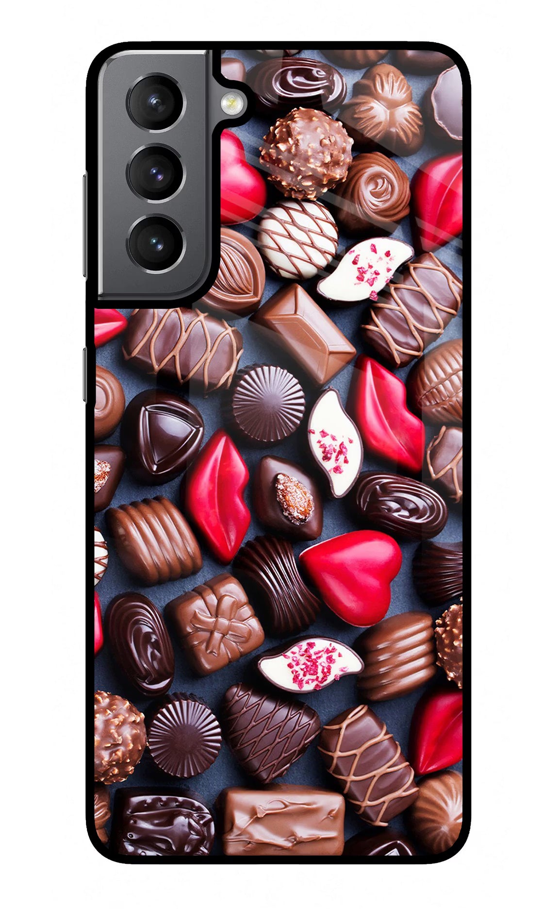 Chocolates Samsung S21 Plus Back Cover - Chocolates Samsung S21 Plus Glass Case Back Cover by Casekaro Chocolates Samsung S21 Plus Glass Case Back Cover by Casekaro