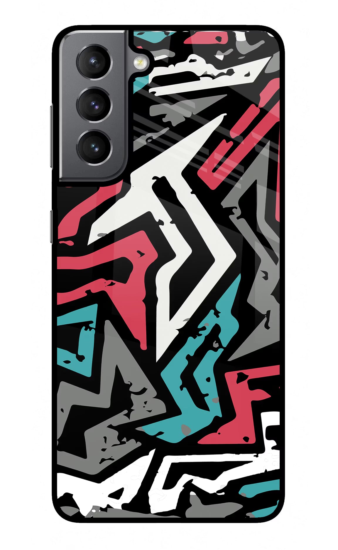 Geometric Graffiti Samsung S21 Plus Back Cover - Geometric Graffiti Samsung S21 Plus Glass Case Back Cover by Casekaro Geometric Graffiti Samsung S21 Plus Glass Case Back Cover by Casekaro