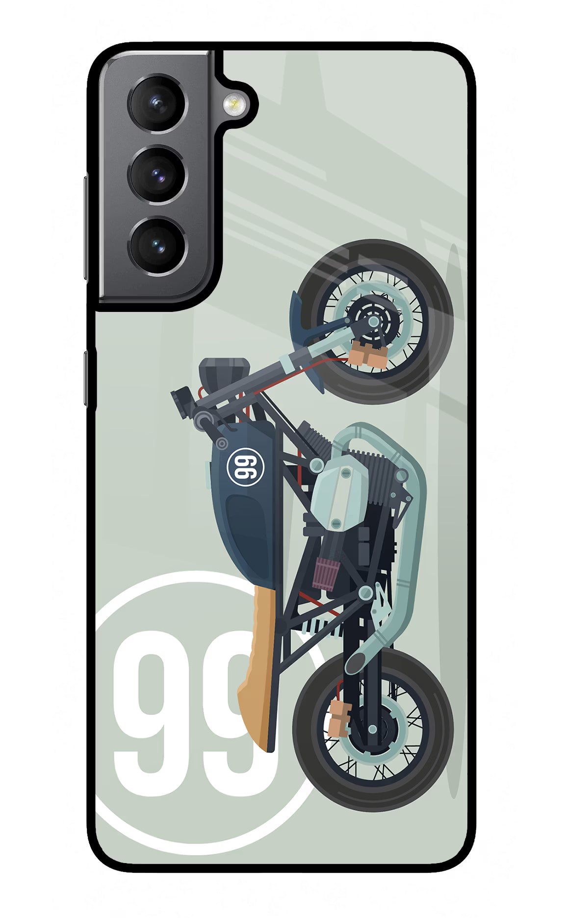 Classic Cafe Racer 99 Samsung S21 Plus Back Cover - Classic Cafe Racer 99 Samsung S21 Plus Glass Case Back Cover by Casekaro Classic Cafe Racer 99 Samsung S21 Plus Glass Case Back Cover by Casekaro
