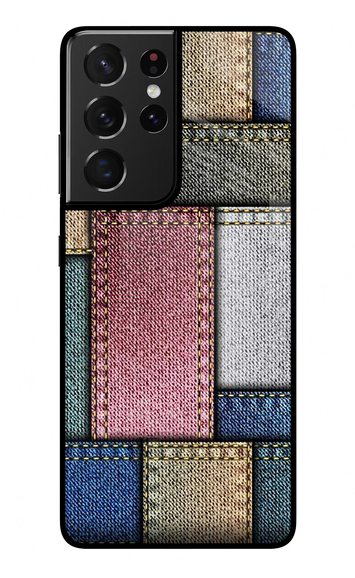 Multicolor Jeans Samsung S21 Ultra Back Cover - Multicolor Jeans Samsung S21 Ultra Glass Case Back Cover by Casekaro Multicolor Jeans Samsung S21 Ultra Glass Case Back Cover by Casekaro