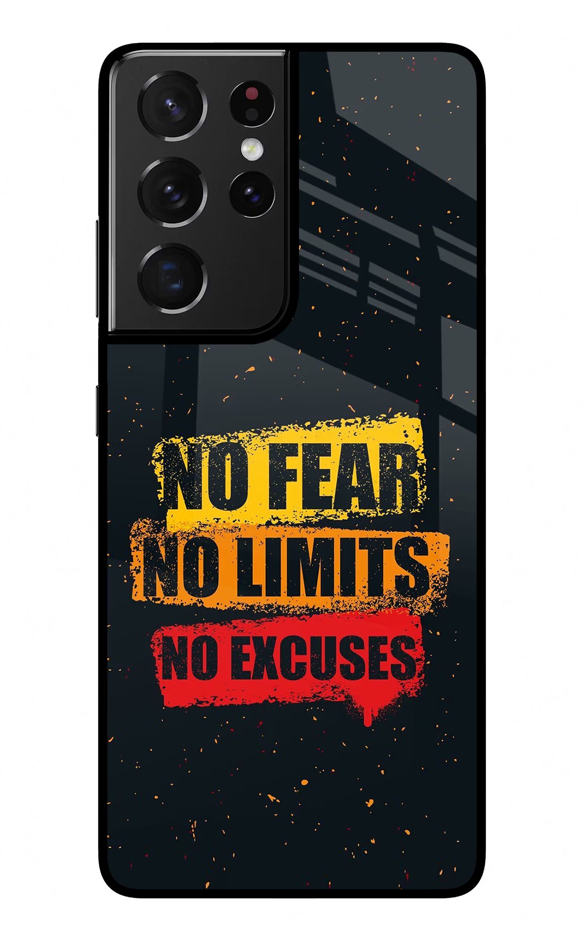 No Fear No Limits No Excuse Samsung S21 Ultra Back Cover - No Fear No Limits No Excuse Samsung S21 Ultra Glass Case Back Cover by Casekaro No Fear No Limits No Excuse Samsung S21 Ultra Glass Case Back Cover by Casekaro