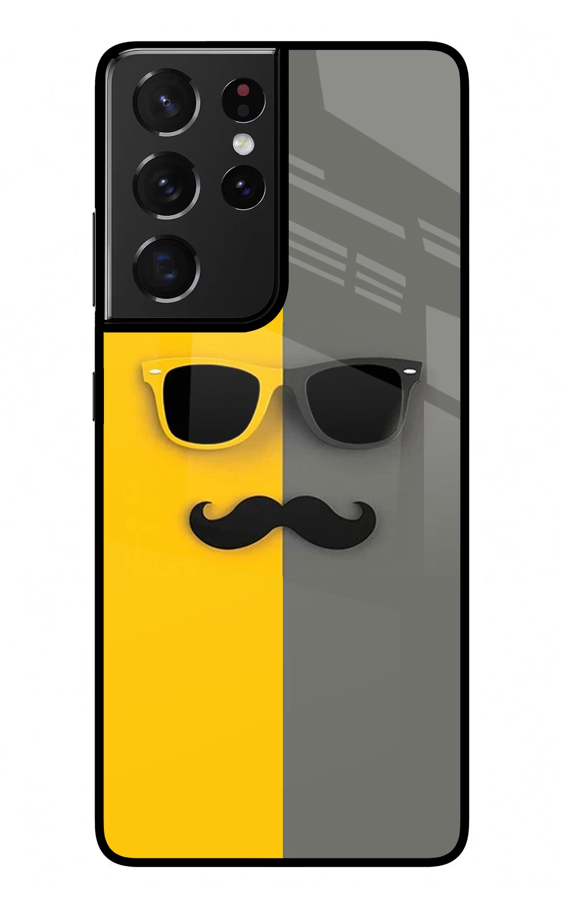 Sunglasses with Mustache Samsung S21 Ultra Glass Case - Sunglasses with Mustache Samsung S21 Ultra Glass Case Sunglasses with Mustache Samsung S21 Ultra Glass Case