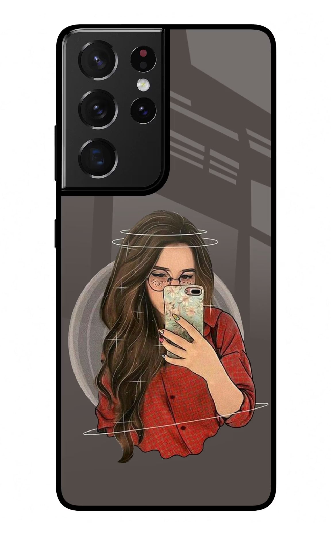 Selfie Queen Samsung S21 Ultra Back Cover - Selfie Queen Samsung S21 Ultra Glass Case Back Cover by Casekaro Selfie Queen Samsung S21 Ultra Glass Case Back Cover by Casekaro