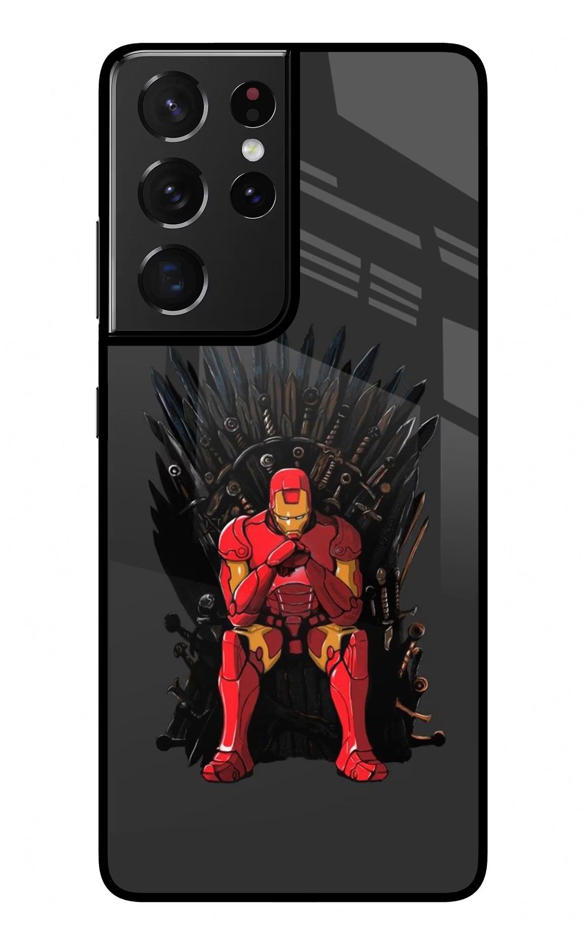 Ironman Throne Samsung S21 Ultra Back Cover - Ironman Throne Samsung S21 Ultra Glass Case Back Cover by Casekaro Ironman Throne Samsung S21 Ultra Glass Case Back Cover by Casekaro