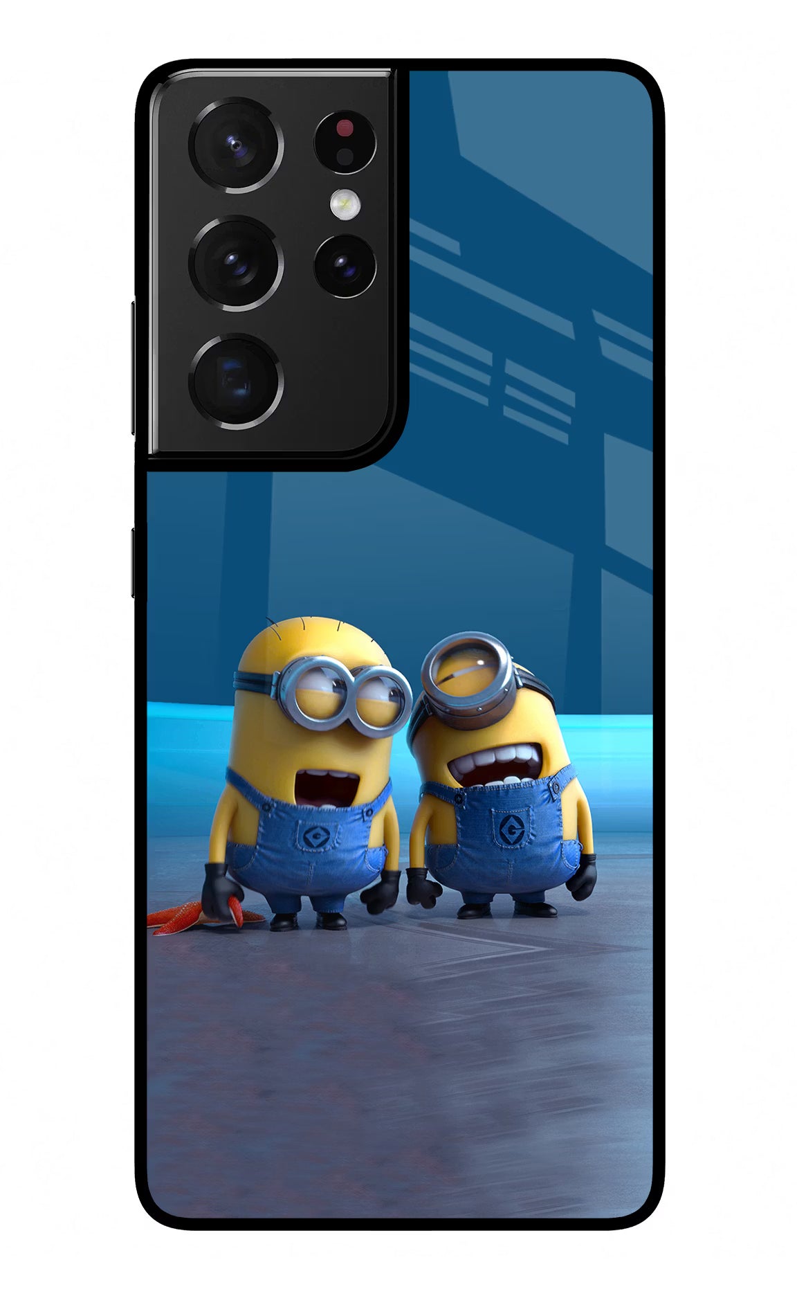 Minion Laughing Samsung S21 Ultra Back Cover - Minion Laughing Samsung S21 Ultra Glass Case Back Cover by Casekaro Minion Laughing Samsung S21 Ultra Glass Case Back Cover by Casekaro