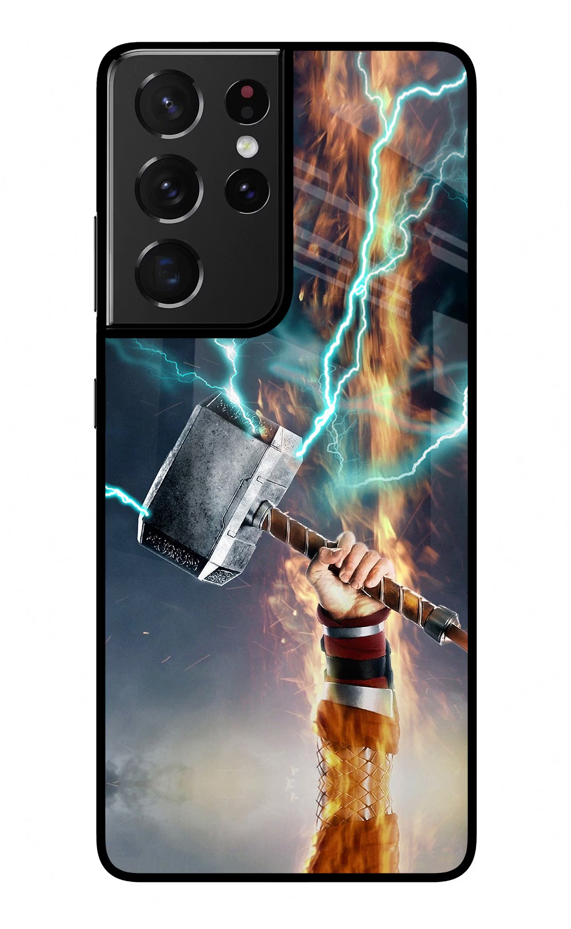 Thor Hammer Mjolnir Samsung S21 Ultra Back Cover - Thor Hammer Mjolnir Samsung S21 Ultra Glass Case Back Cover by Casekaro Thor Hammer Mjolnir Samsung S21 Ultra Glass Case Back Cover by Casekaro