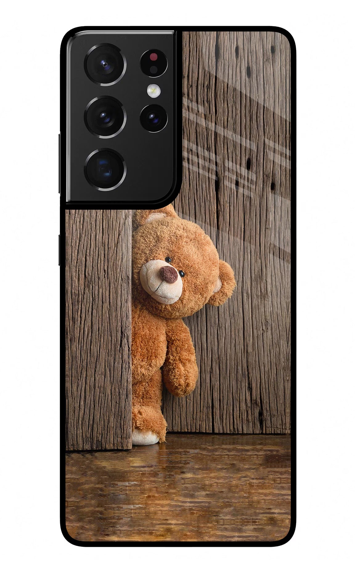 Teddy Wooden Samsung S21 Ultra Back Cover - Teddy Wooden Samsung S21 Ultra Glass Case Back Cover by Casekaro Teddy Wooden Samsung S21 Ultra Glass Case Back Cover by Casekaro