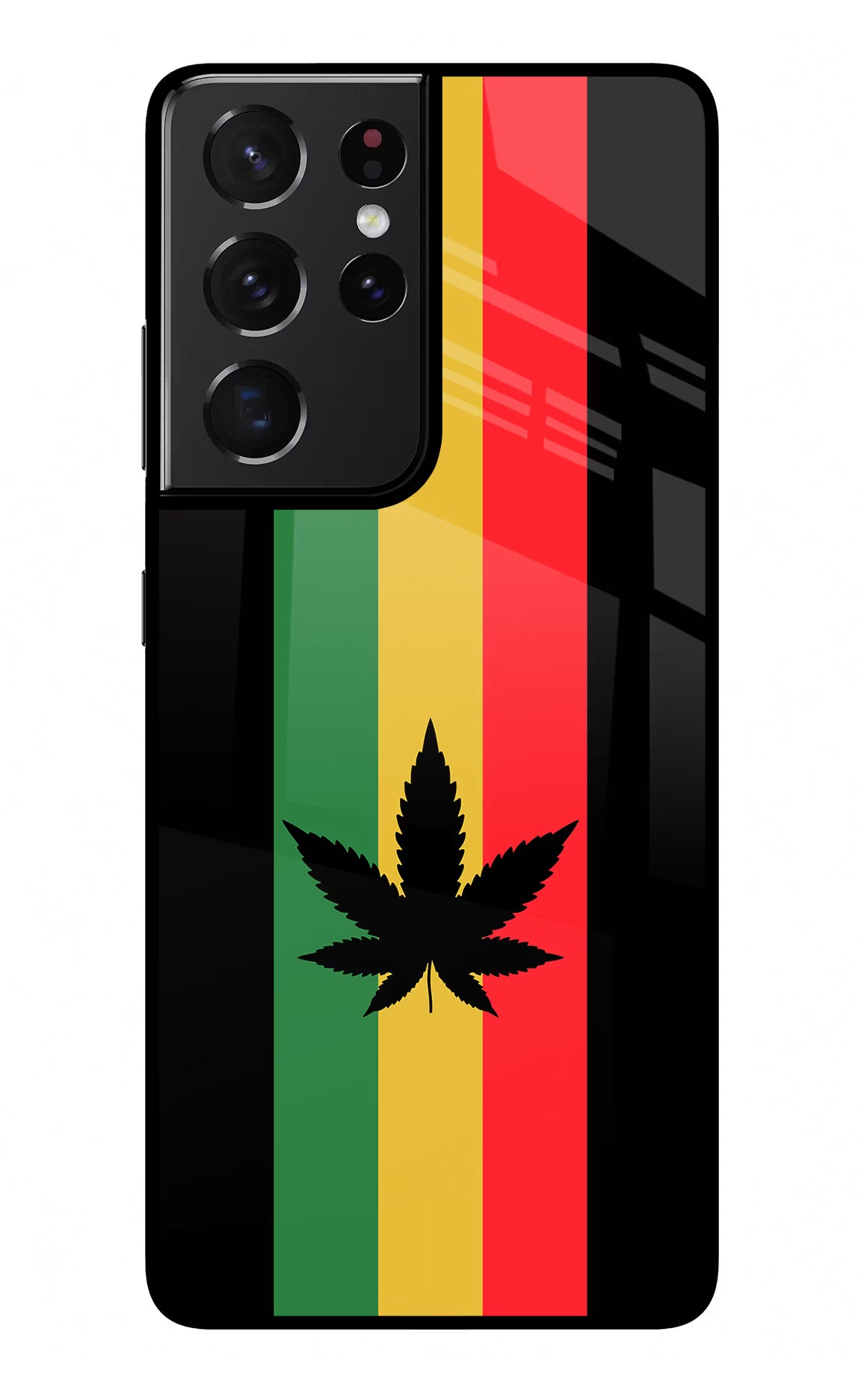 Weed Flag Samsung S21 Ultra Back Cover - Weed Flag Samsung S21 Ultra Glass Case Back Cover by Casekaro Weed Flag Samsung S21 Ultra Glass Case Back Cover by Casekaro