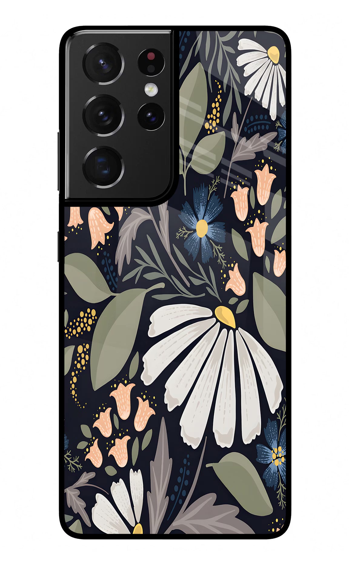 Flowers Art Samsung S21 Ultra Back Cover - Flowers Art Samsung S21 Ultra Glass Case Back Cover by Casekaro Flowers Art Samsung S21 Ultra Glass Case Back Cover by Casekaro